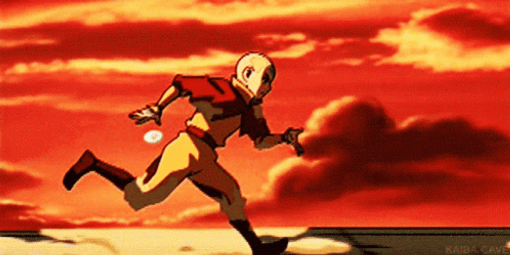 Avatar Aang Running With Water Power Ball GIF
