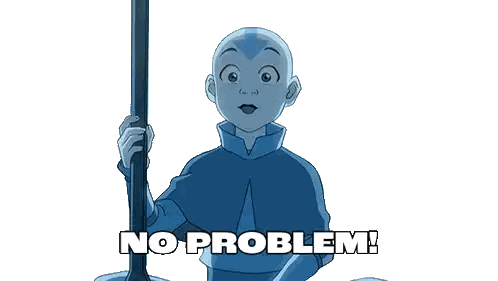 Avatar Aang Smiling Holding Pole No Problem