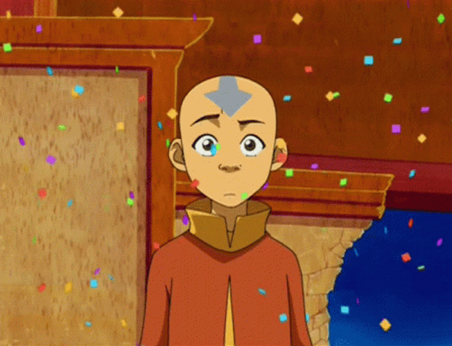 Avatar Aang Staring With Falling Confetti GIF