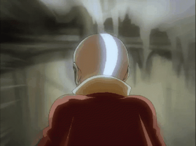 Avatar Aang Turned With Glowing Eyes Arrow Head GIF