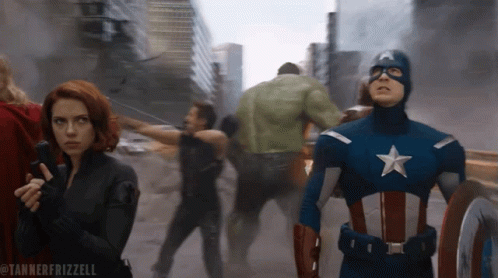 Avengers Captain America and Black Widow in City