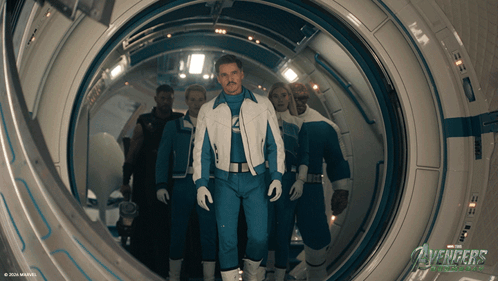 Avengers Walking Through Spaceship GIF