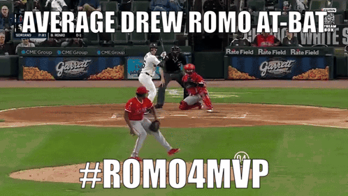 Average Drew Romo At Bat # Rom04mvp Is Displayed On The Baseball Field GIF