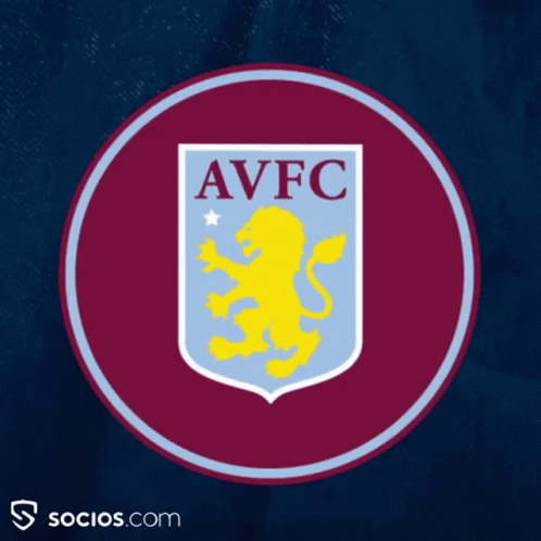 AVFC Logo Yellow Lion Blue Background