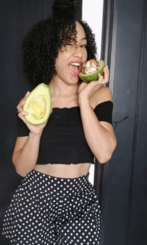 Avocado Fruit Cute Girl Poses GIF