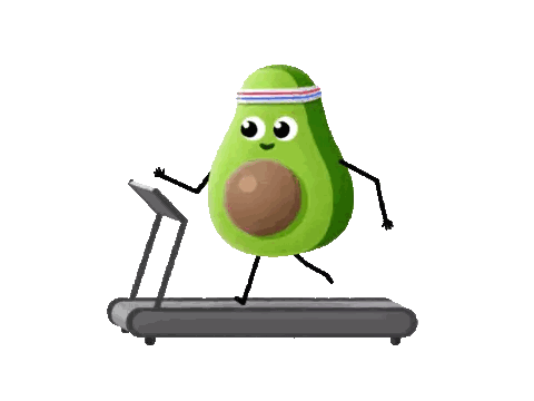 Avocado Running on Treadmill with Headband