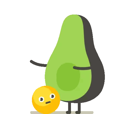 Avocado Standing Next to Yellow Face Ball