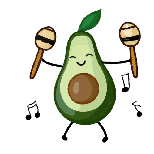 Avocado With Maracas and Music Notes