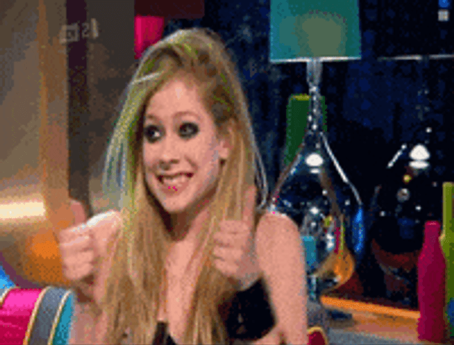Avril Lavigne Stimulated Thumbs Up Meme GIF