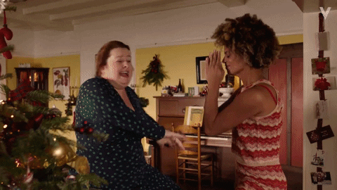 Awkward Merry Christmas Family Falling Tree GIF