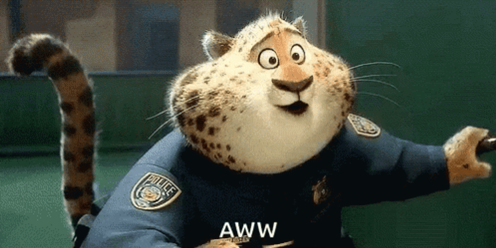 Aww Officer Clawhauser Zootopia GIF