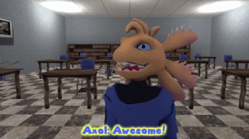 Axolotl Standing In Classroom GIF
