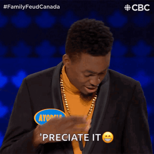 Ayodele Family Feud Shoulder Brush GIF