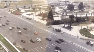 Azerbaijan Train Crossing Motorway GIF