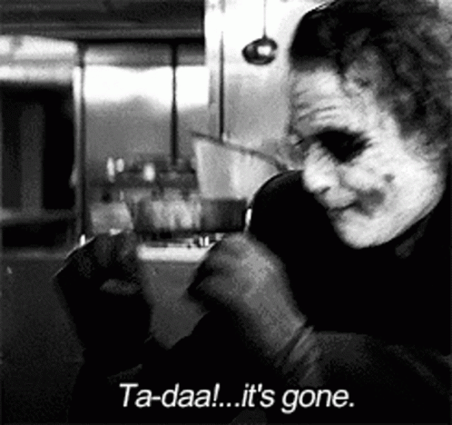 B&W Joker Smoking Cigarette Ta-Daal It's Gone