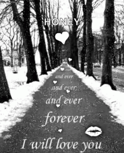 B&W Snowy Road Honey Ever Forever Love You GIF