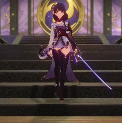 Beautiful Baal Walking Down The Stairs GIF