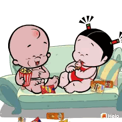Babies Sitting with Popcorn