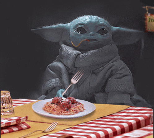 Baby Alien Eating Spaghetti and Meatballs
