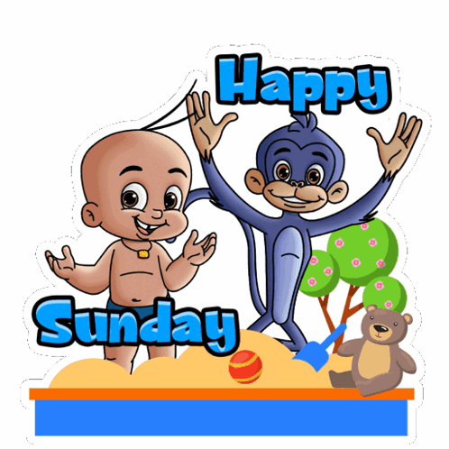 Baby And Monkey Happy Sunday GIF