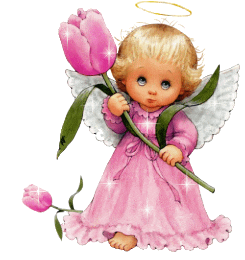 Baby Angel Holding A Flower GIF
