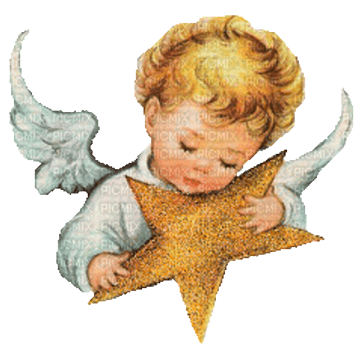Baby Angel Hugging Sparkling Star GIF