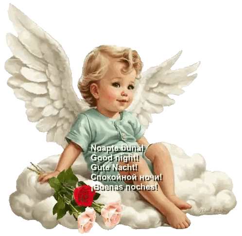 Baby Angel Sitting on Cloud Roses