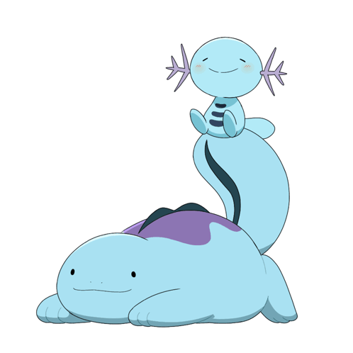 Baby Axolotl Sitting on Another Axolotl