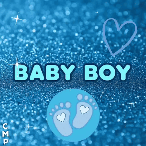 Baby Boy Text on Blue Background