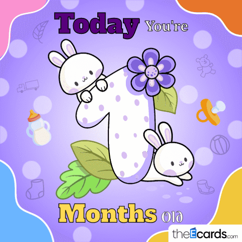 Baby Card Saying One Month Old GIF