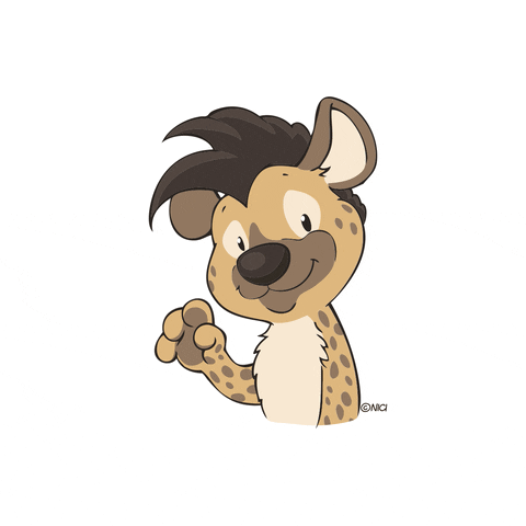 Baby Cartoon Hyena Waving GIF