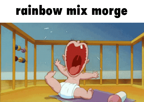 Baby Crying in Crib Rainbow Mix Morge