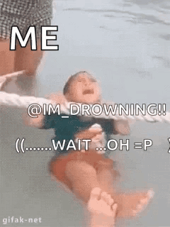 Baby Crying in Pool Saying Me @ Im Drowning