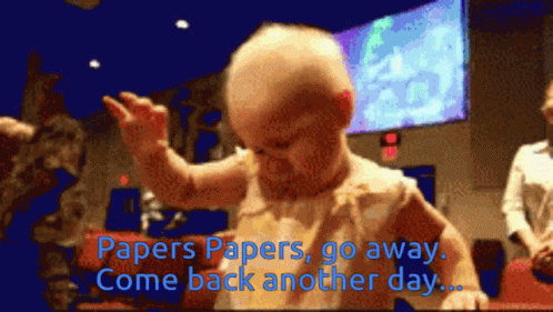 Baby Dancing With Papers Go Away
