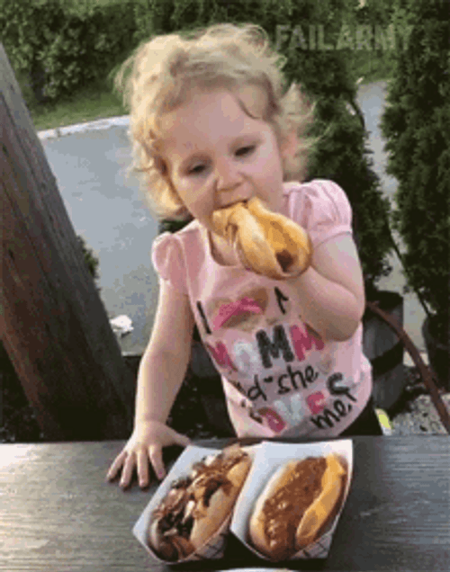 Baby Eating Hot Dog GIF