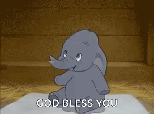 Baby Elephant Sitting On Rug God Bless You GIF
