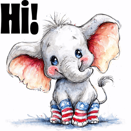 Baby Elephant Wearing American Flag Socks GIF