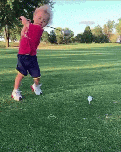 Baby Failing Hit Golf Ball GIF