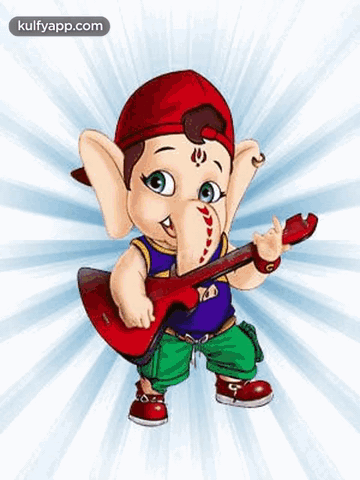 Baby Ganesha Holding Guitar