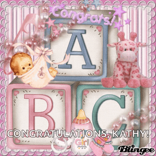Baby Girl Congratulations Card ABC