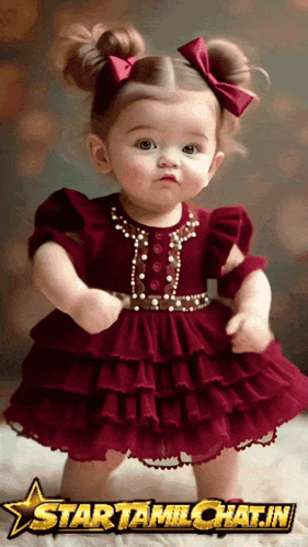Baby Girl In Red Dress By Star Starttamilchat.in GIF