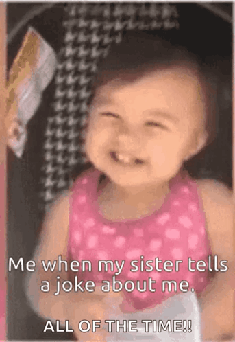 Baby Girl Pink Tank Top Smiling Me When Sister Tells Joke GIF