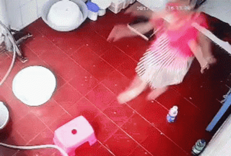Baby Girl Slip On The Floor  GIF
