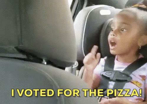 Baby Girl Vote For Pizza GIF