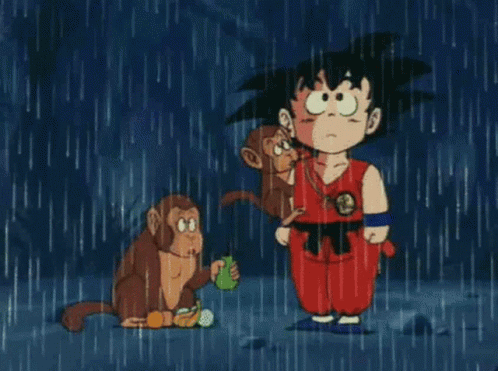Baby Goku Under The Rain GIF