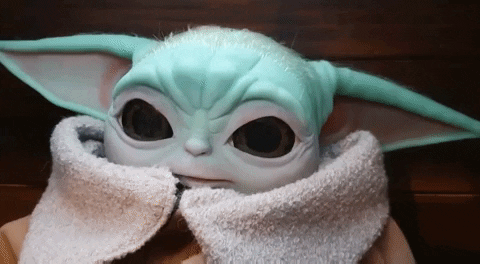 Baby Grogu Toy Pointing Nose GIF