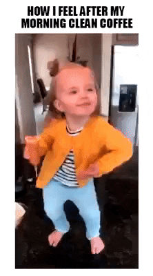 Baby Happy Dance After Morning Coffee GIF