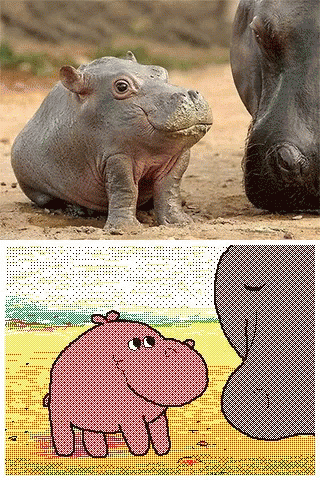 Baby Hippo Loves His Mother GIF