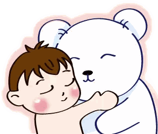 Baby Hugging White Bear
