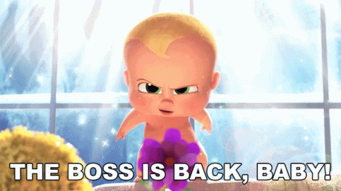 Baby in Bathtub Saying The Boss Is Back
